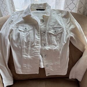 Armani Exchange Off-White Button Jacket with Metal Logo